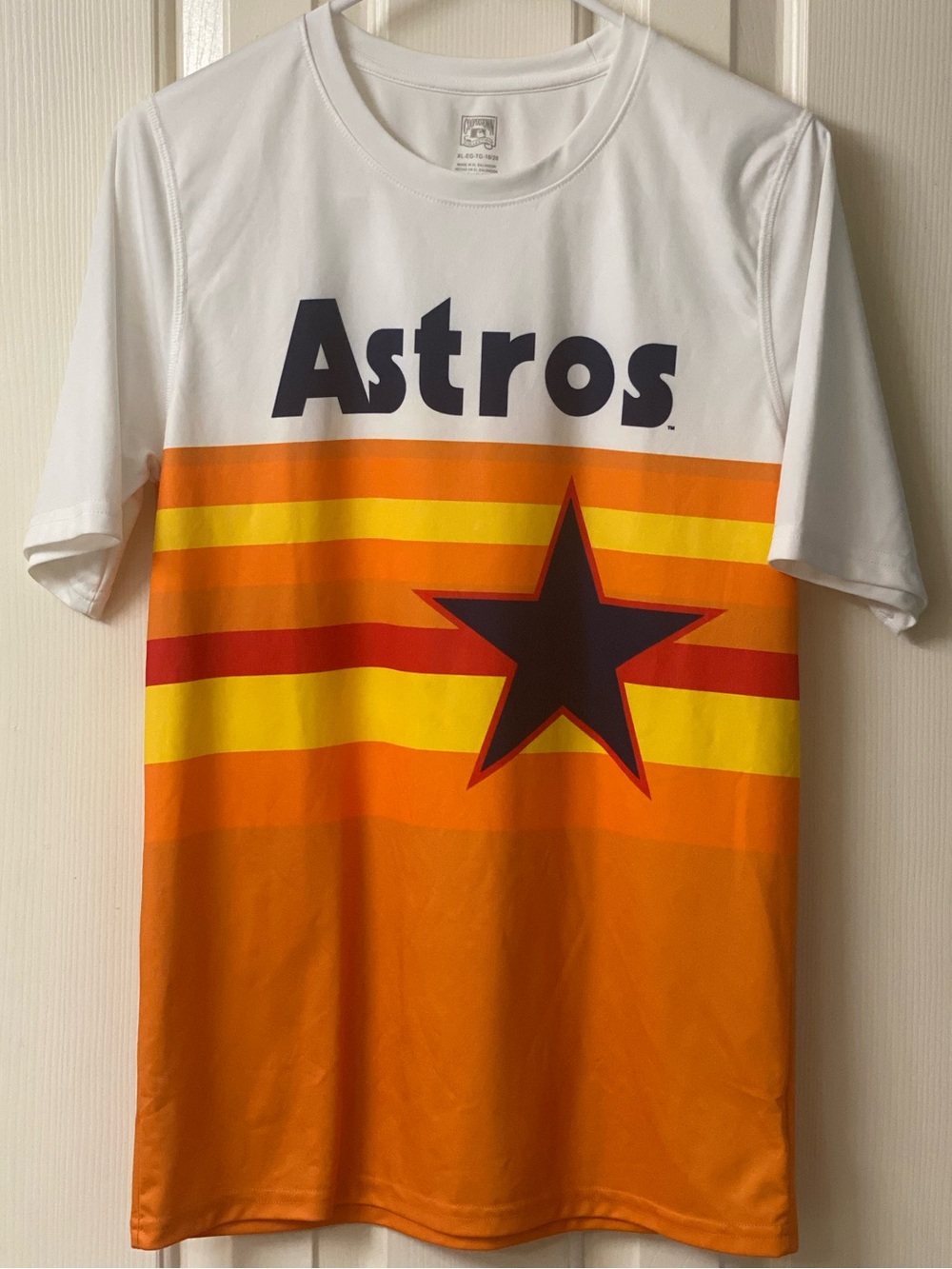 Astros By Cooperstown Collection Kids White & Orange Short-Sleeve Tee Size XL